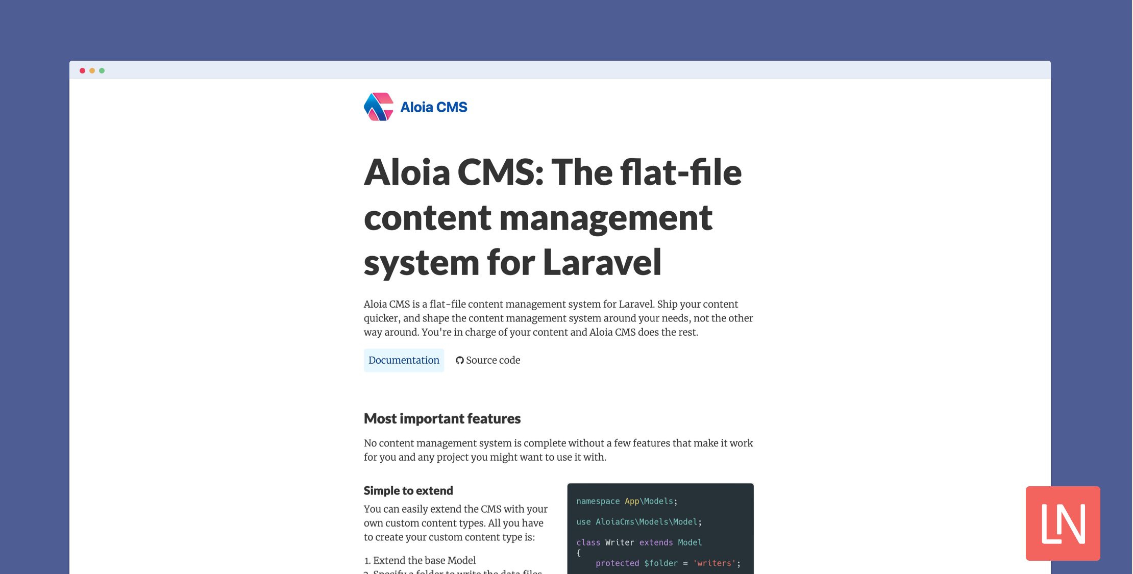 Aloia — A Flat-file CMS for Laravel 9