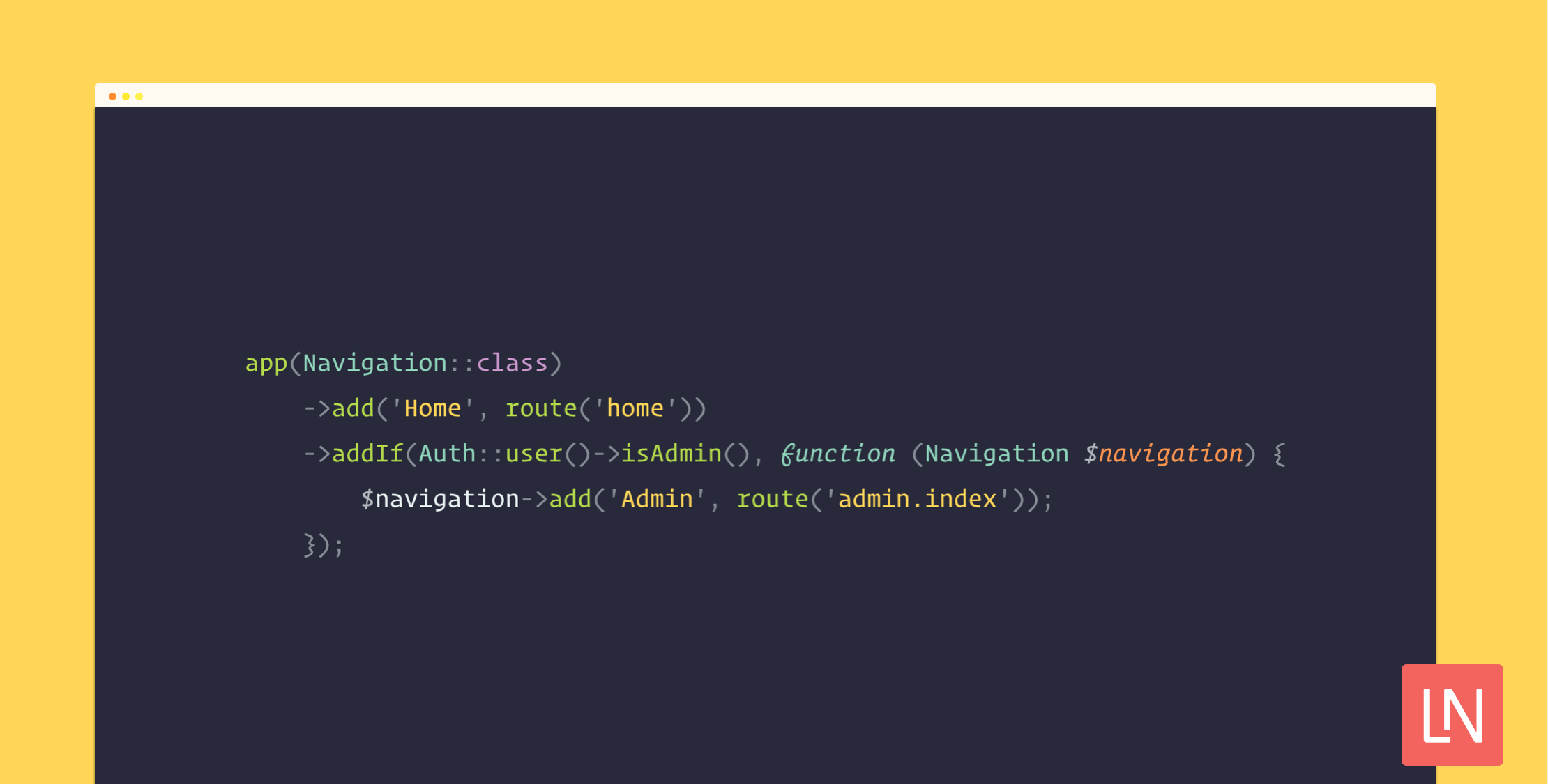 Manage navigational elements in Laravel apps