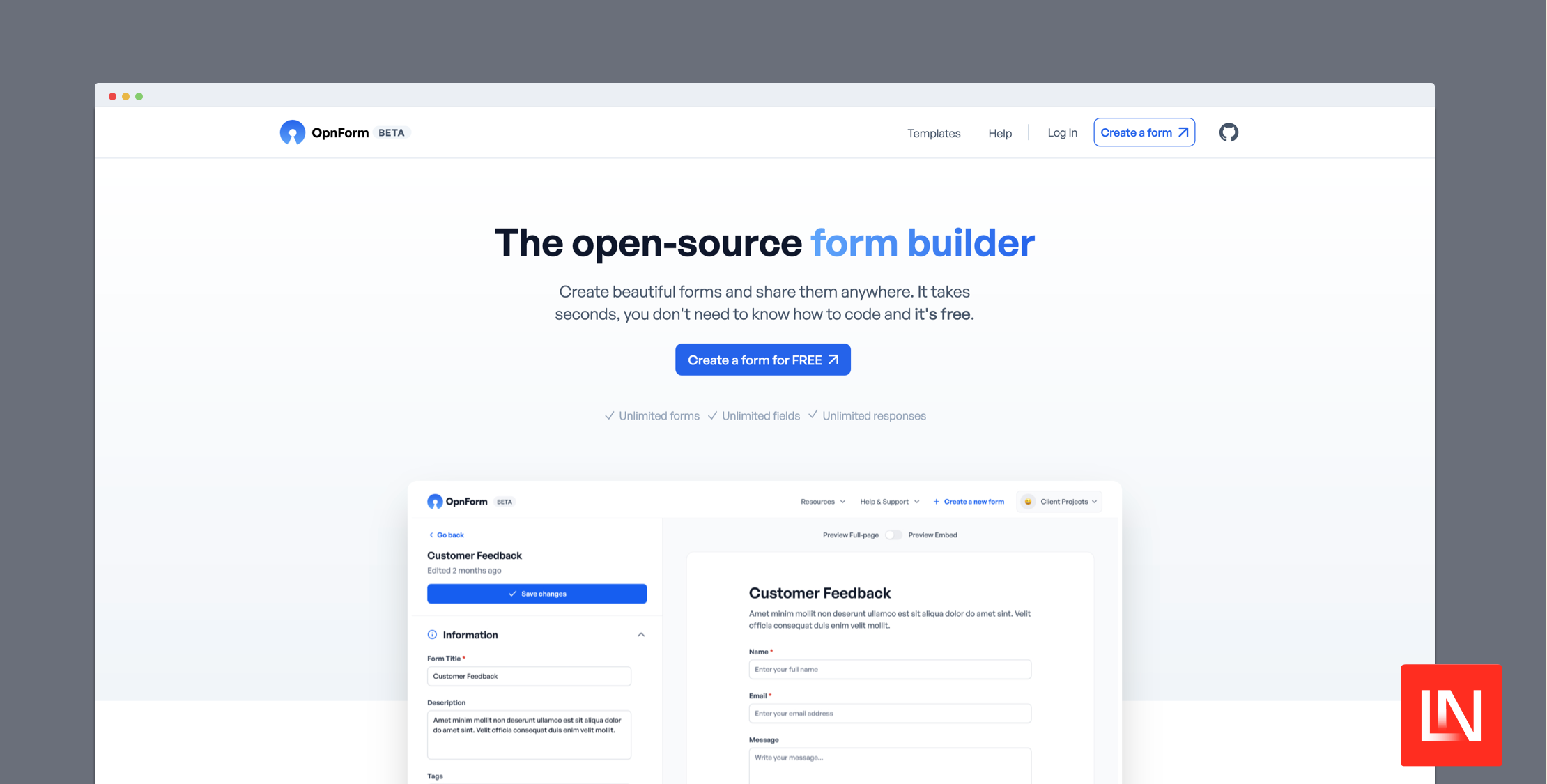 OpnForm is an Open-source Form Builder Made With Laravel